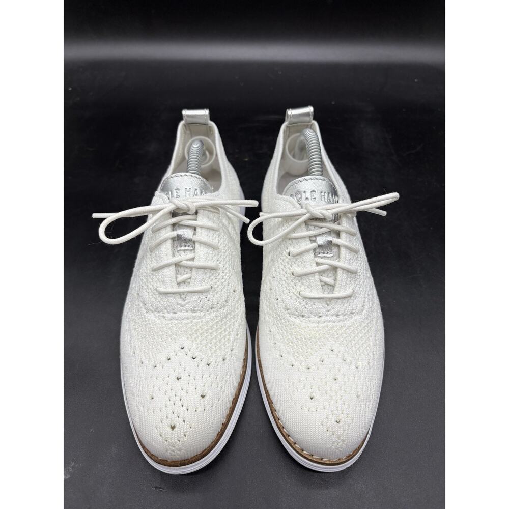 Cole Haan Women 5.5 B Grand Stitchlite Wingtip Oxford White Knit Shoes W11514 - Picture 3 of 7